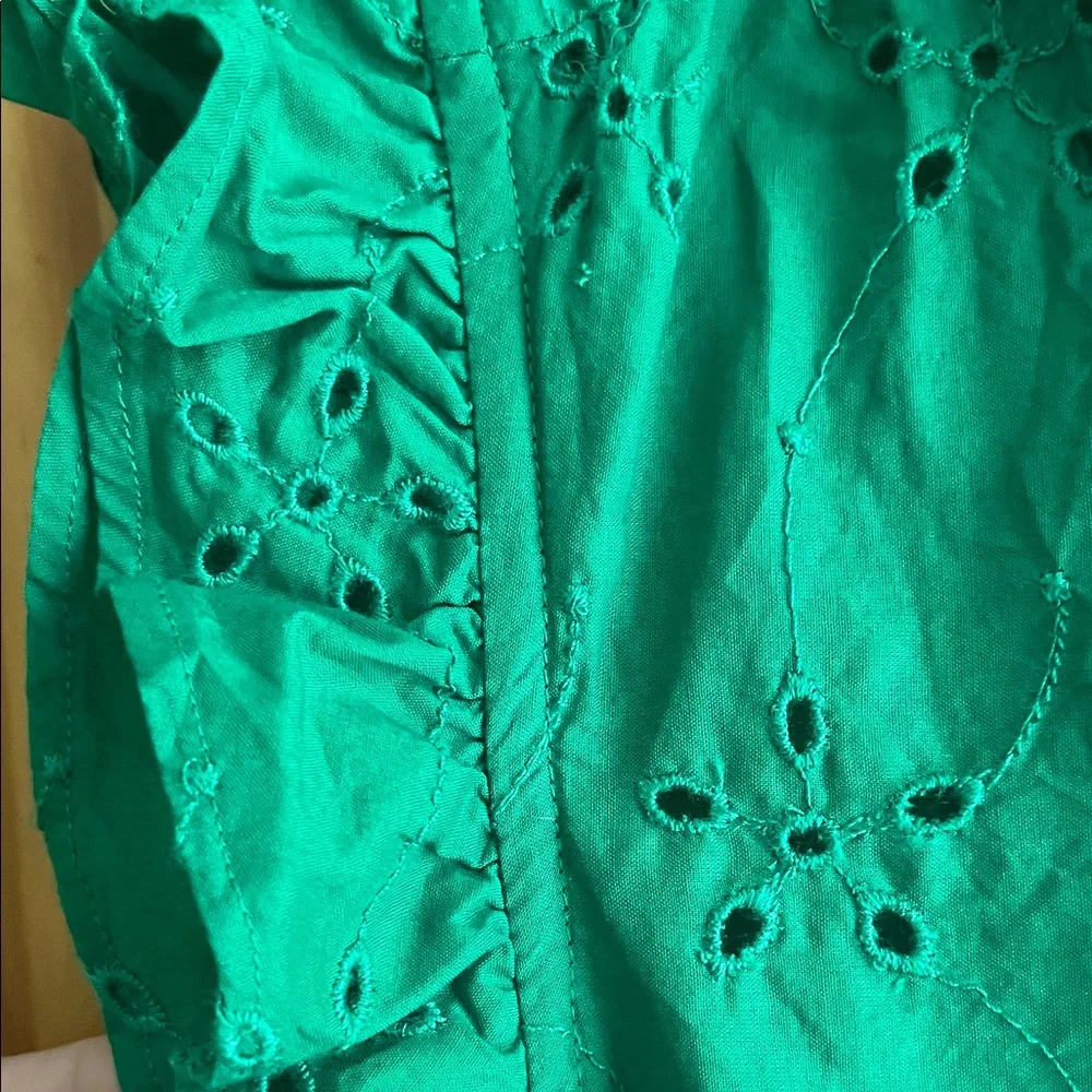 J. Crew Vibrant Green Eyelet Blouse - Picture 4 of 4
